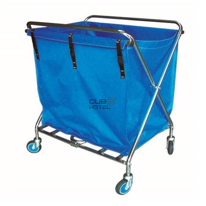 Rectangular stainless steel laundry trolley Blue bag 195L